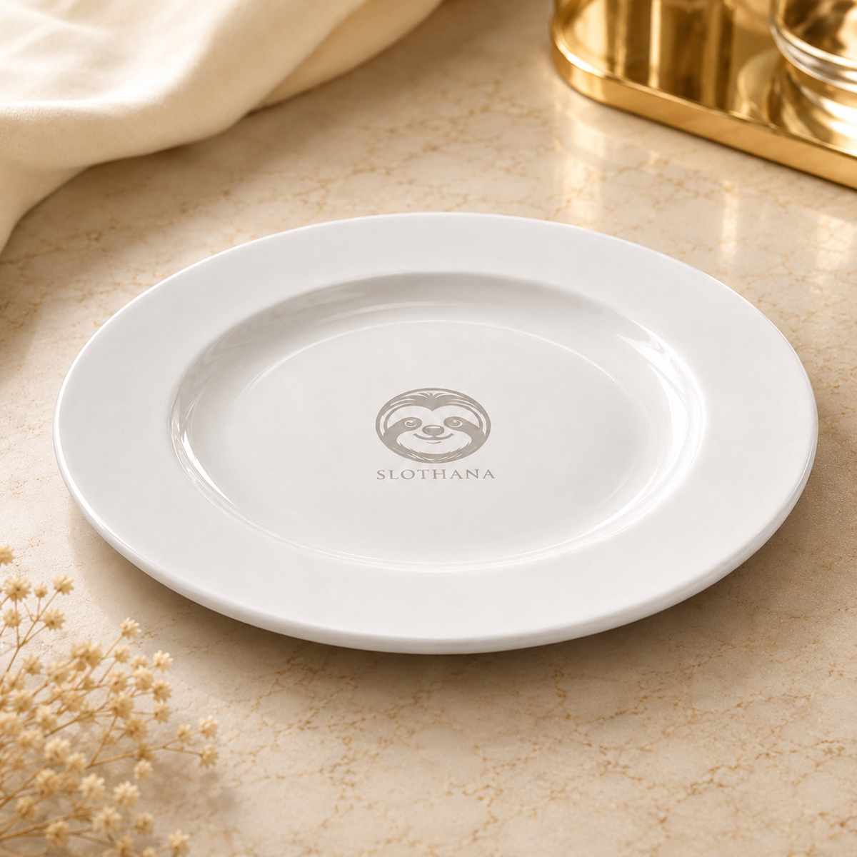 White porcelain plate – Ø 200/210 mm – with engraving