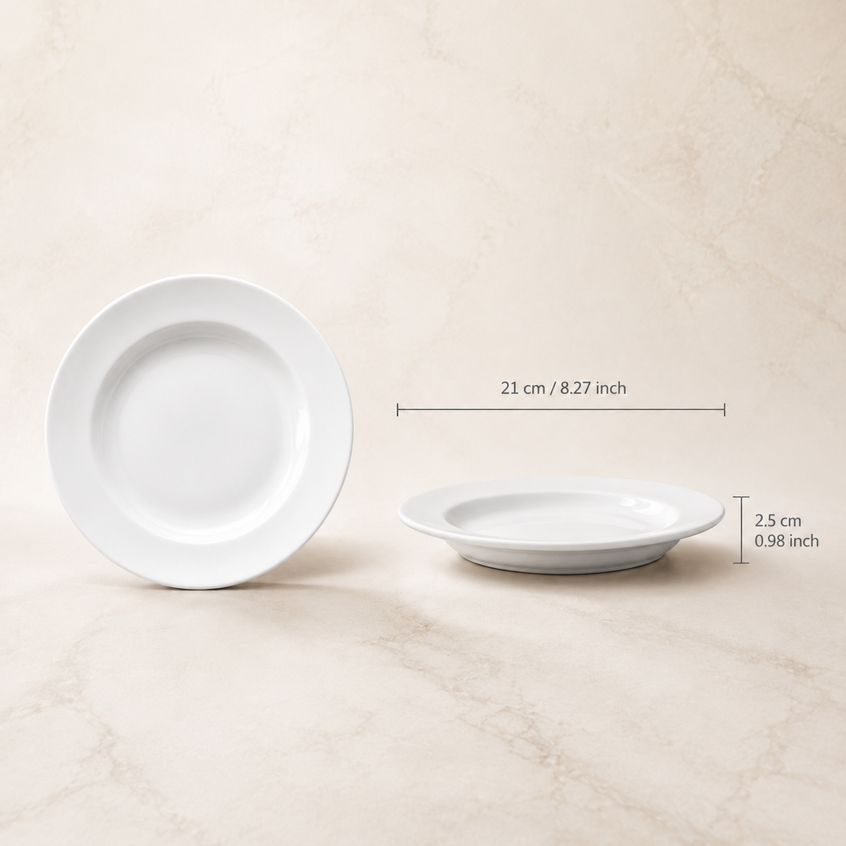 White porcelain plate – Ø 210 mm – with engraving