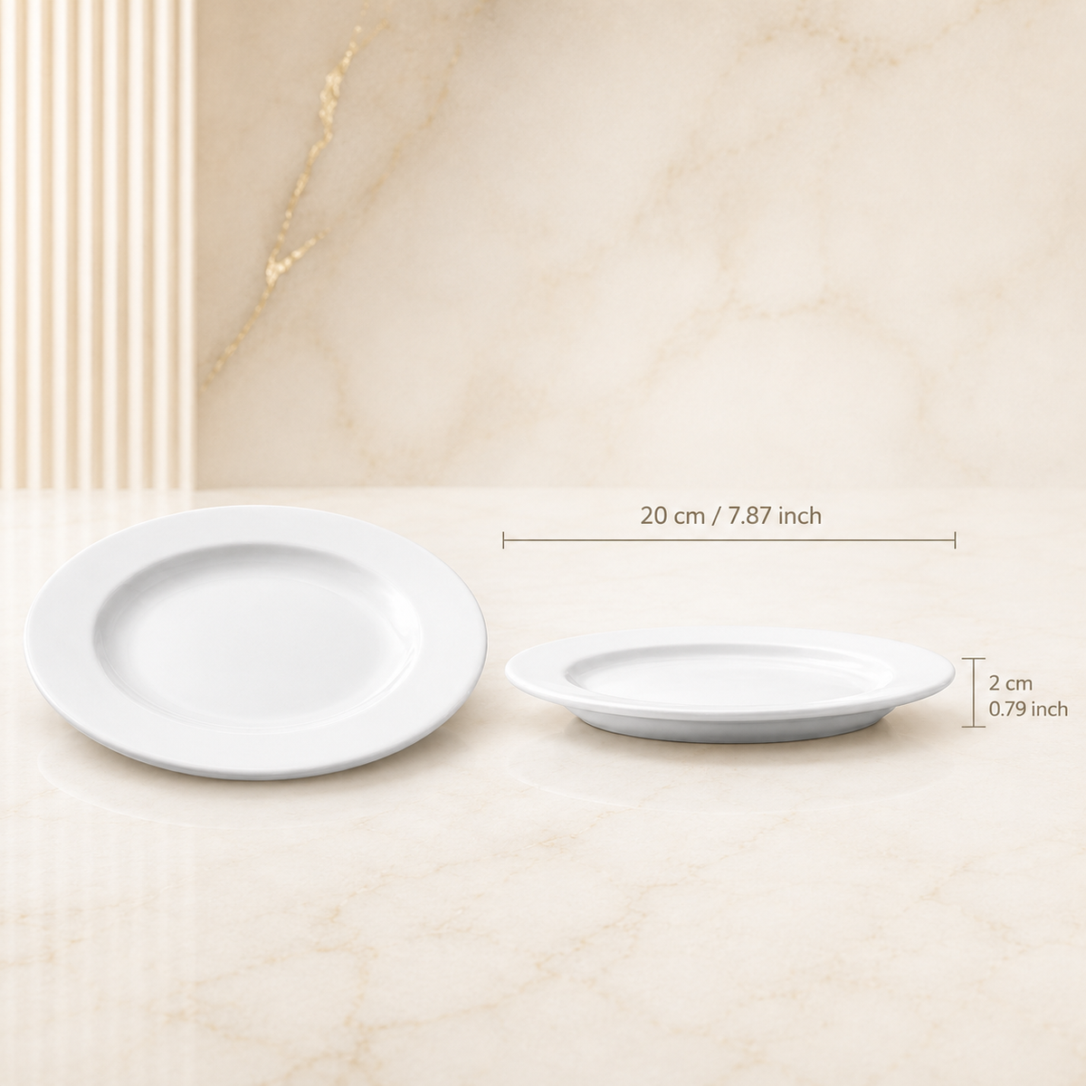 White porcelain plate – Ø 200/210 mm – with engraving
