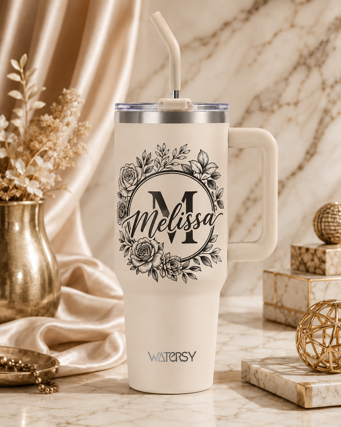 Watersy-Thermobecher – 1182 ml / 40 oz – Edelstahl – beige