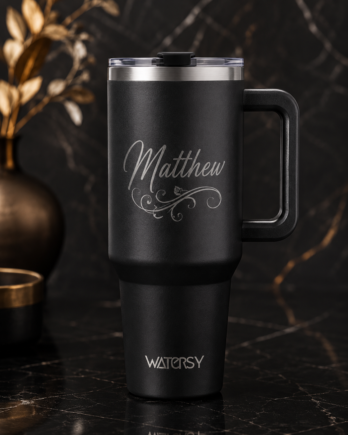 Watersy-Thermobecher – 1182 ml / 40 oz – Edelstahl – schwarz