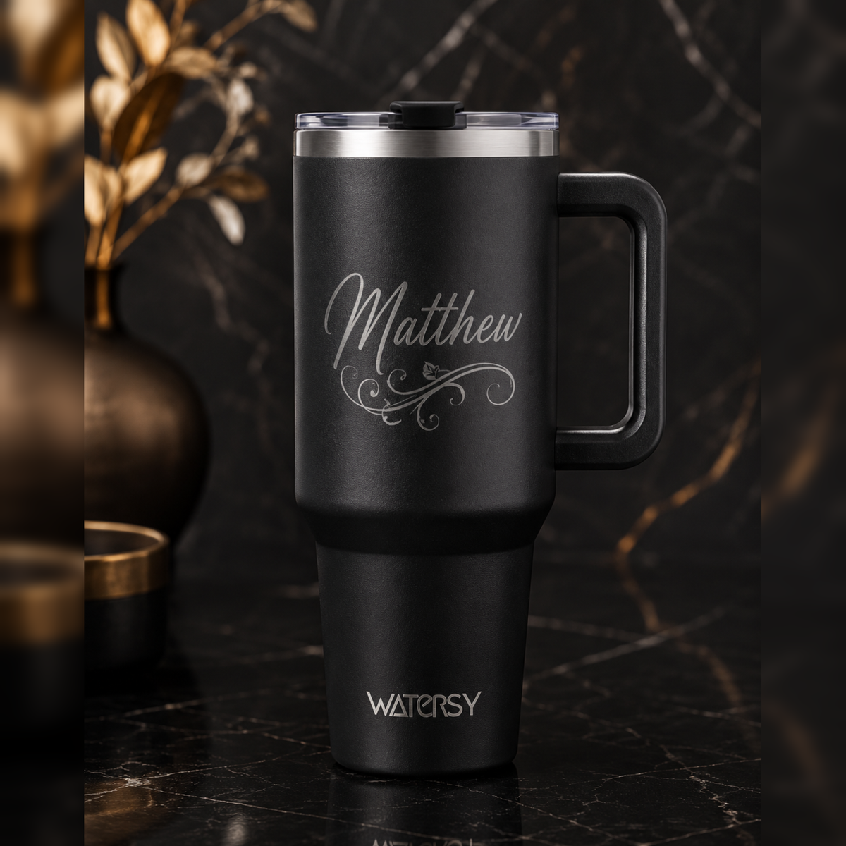 Watersy-Thermobecher – 1182 ml / 40 oz – Edelstahl – schwarz