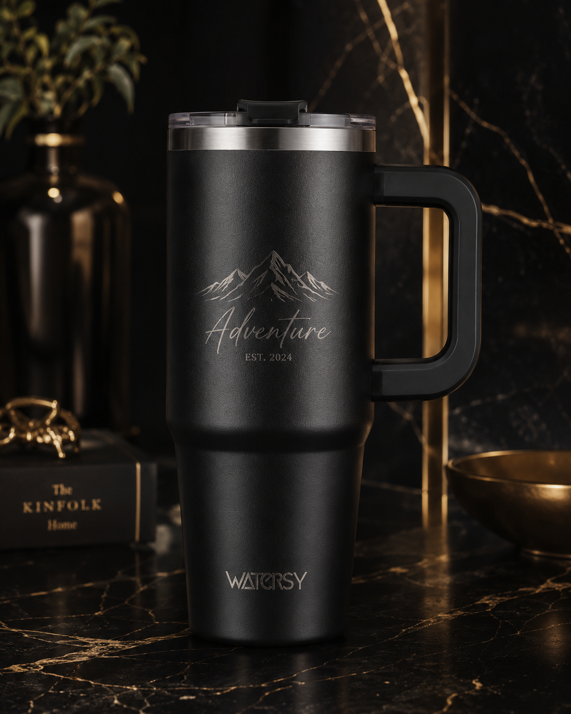 Watersy-Thermobecher – 891 ml / 30 oz – Edelstahl – schwarz