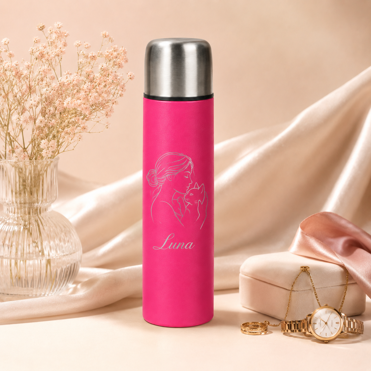 Vacuum flask – 500 ml – stainless steel – with engraving