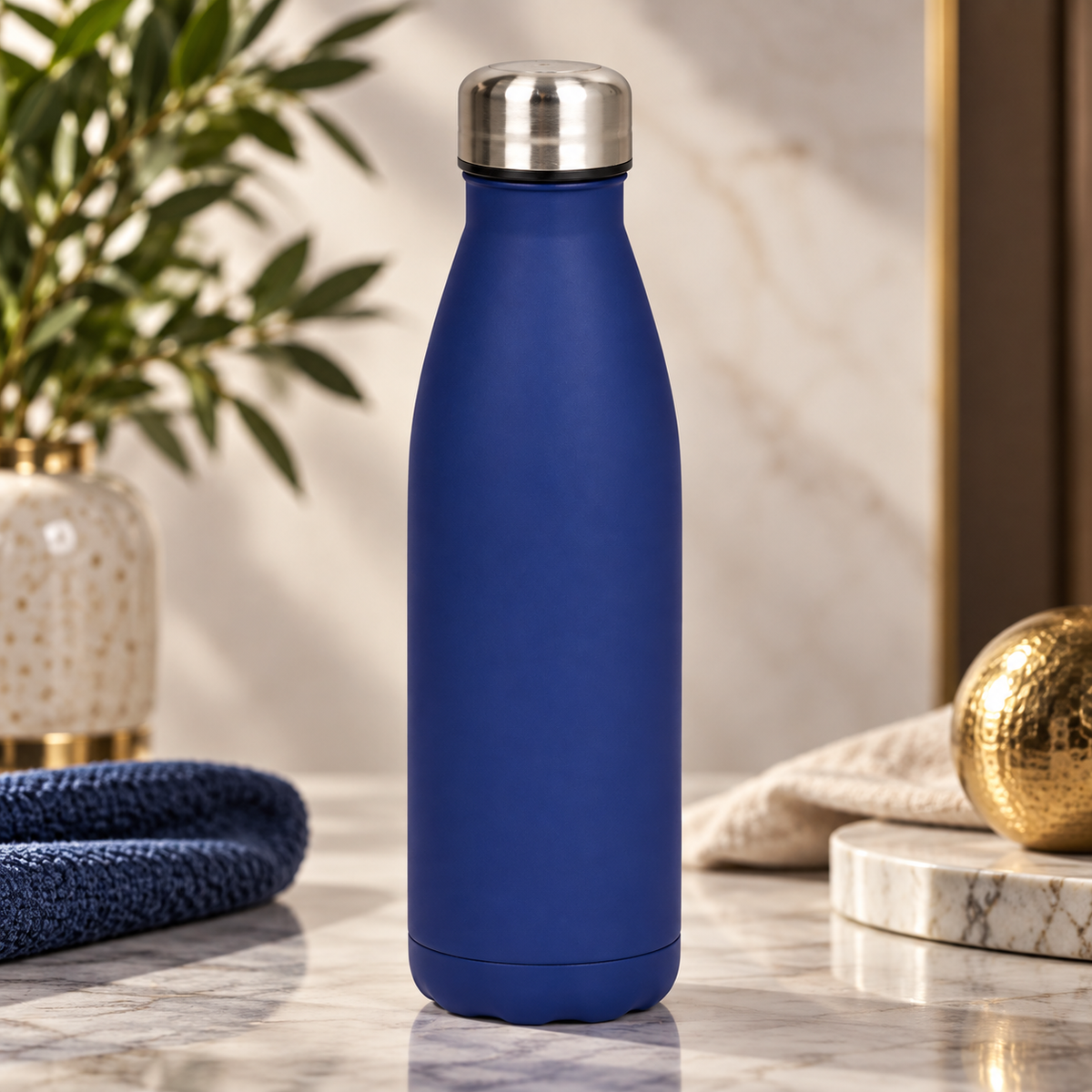 Termoska – 500 ml – nerez se silikonovým povrchem – tmavě modrá – s gravírováním