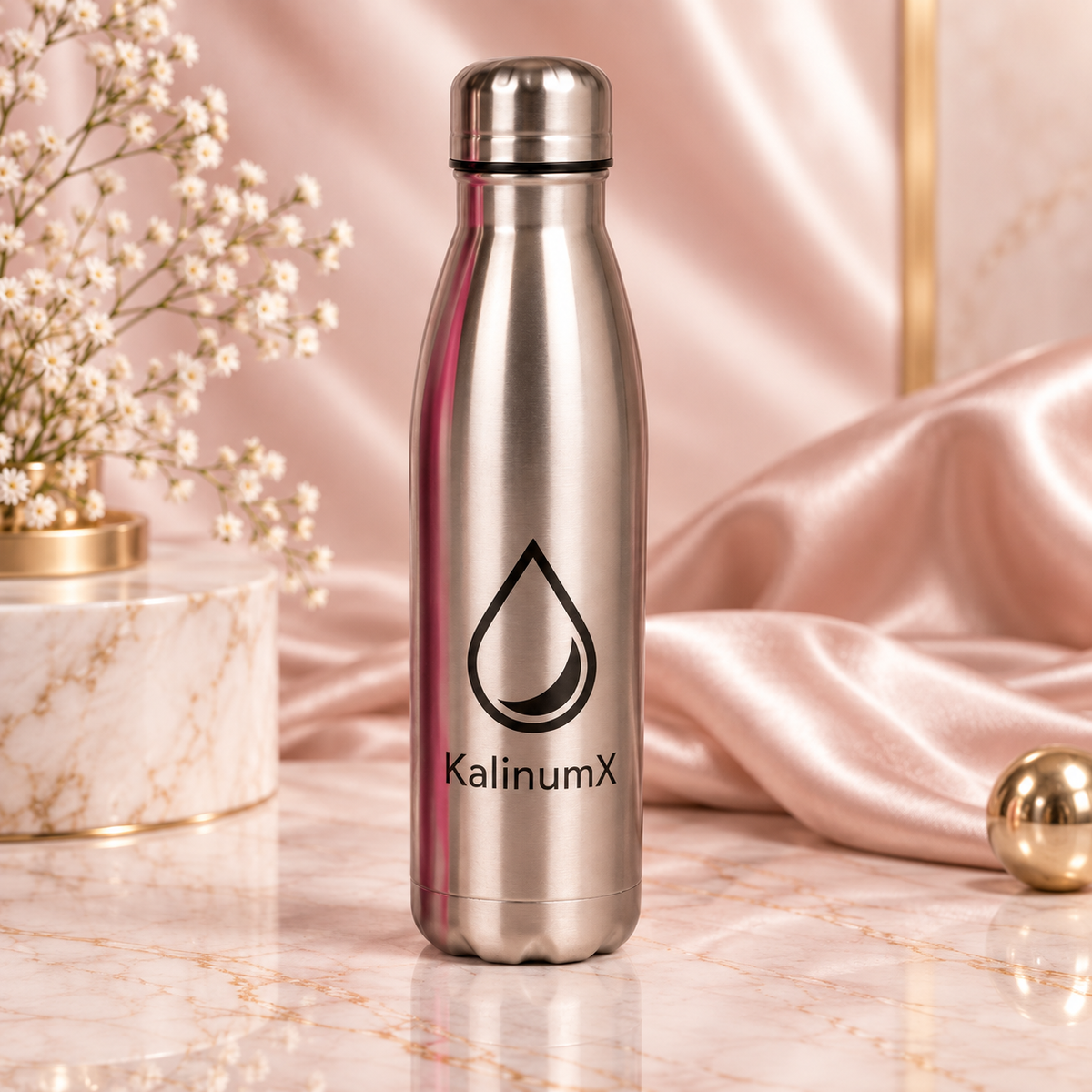 Tapered vacuum flask – 500 ml – stainless steel – silver – for engraving