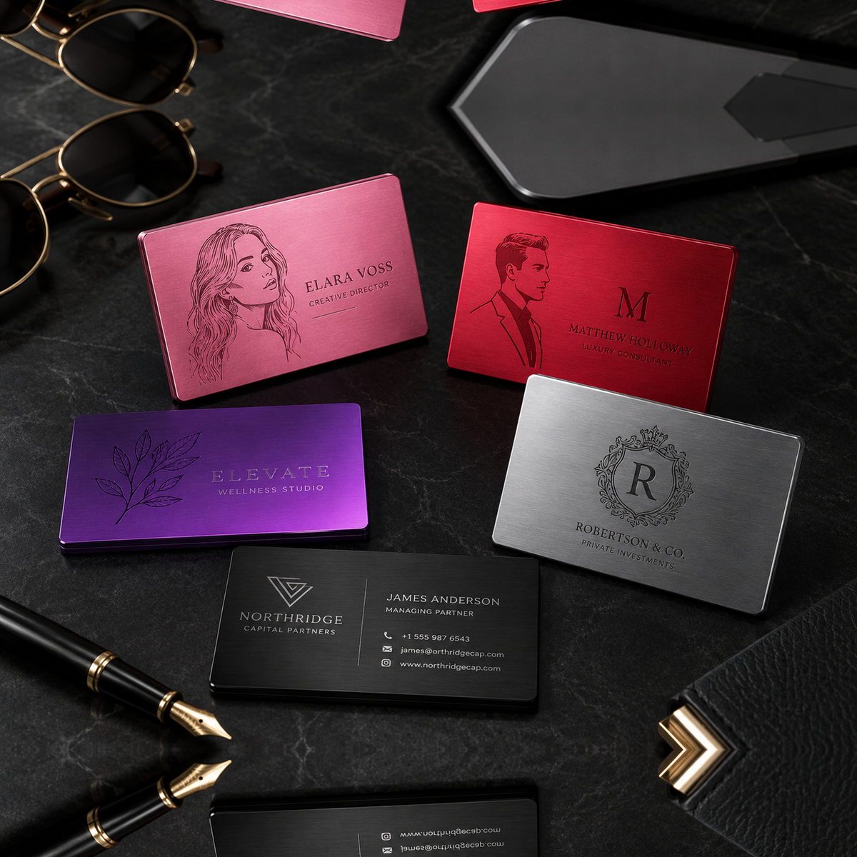 Aluminium business card – 86 × 54 mm – with engraving
