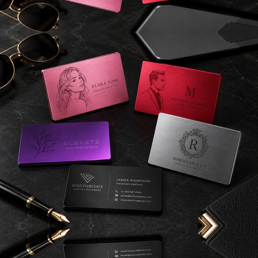 Aluminium business card – 86 × 54 mm – with engraving
