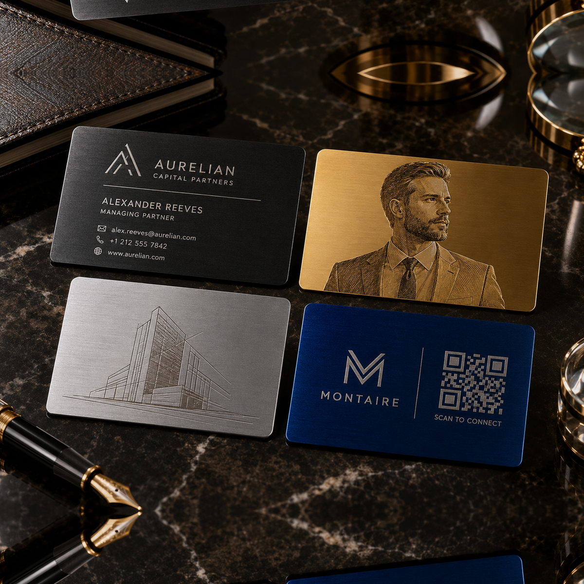 Aluminium business card – 86 × 54 mm – with engraving