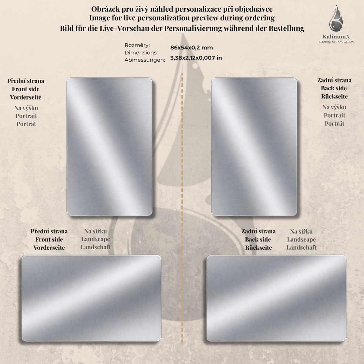Aluminium business card – 86 × 54 mm – with engraving