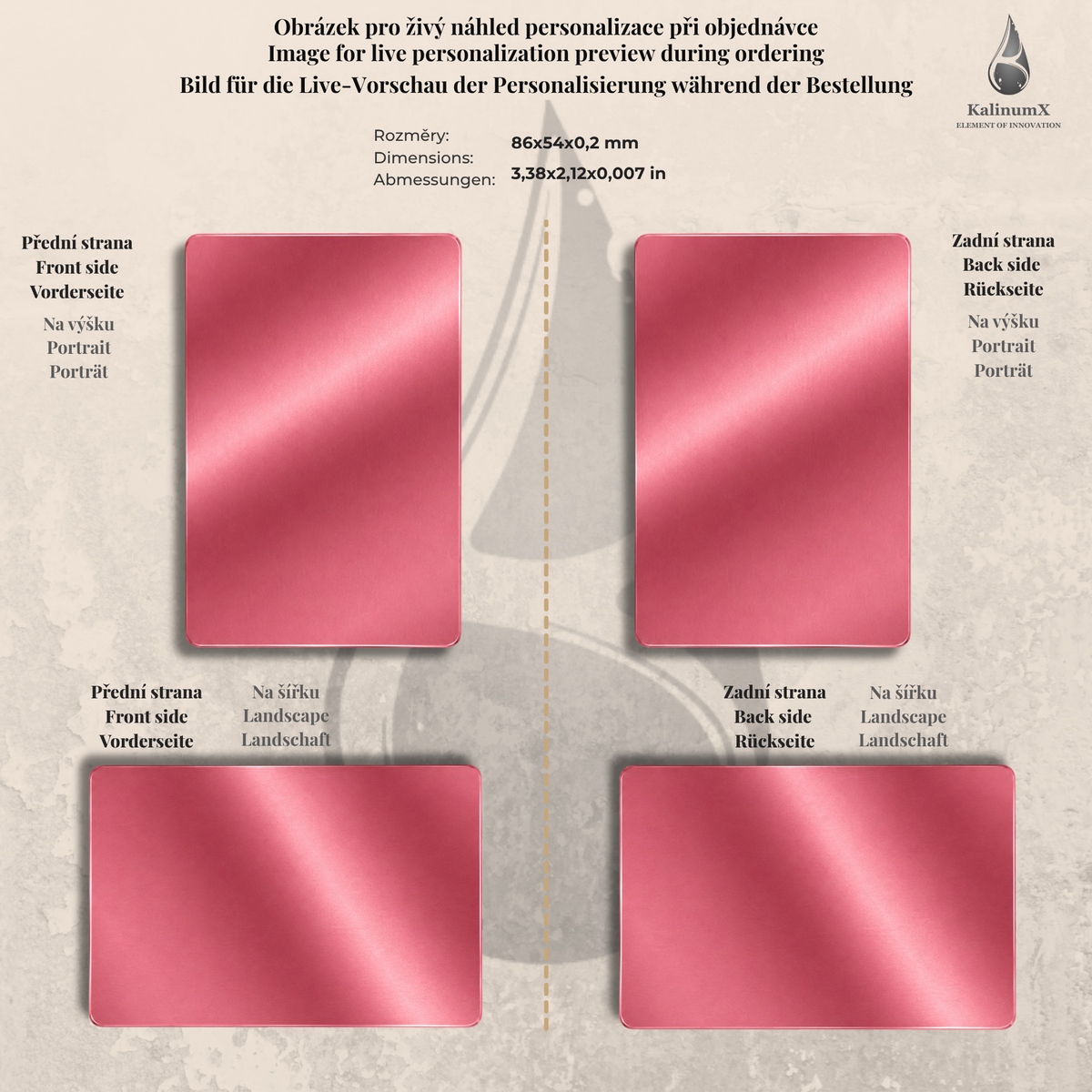 Aluminium business card – 86 × 54 mm – with engraving