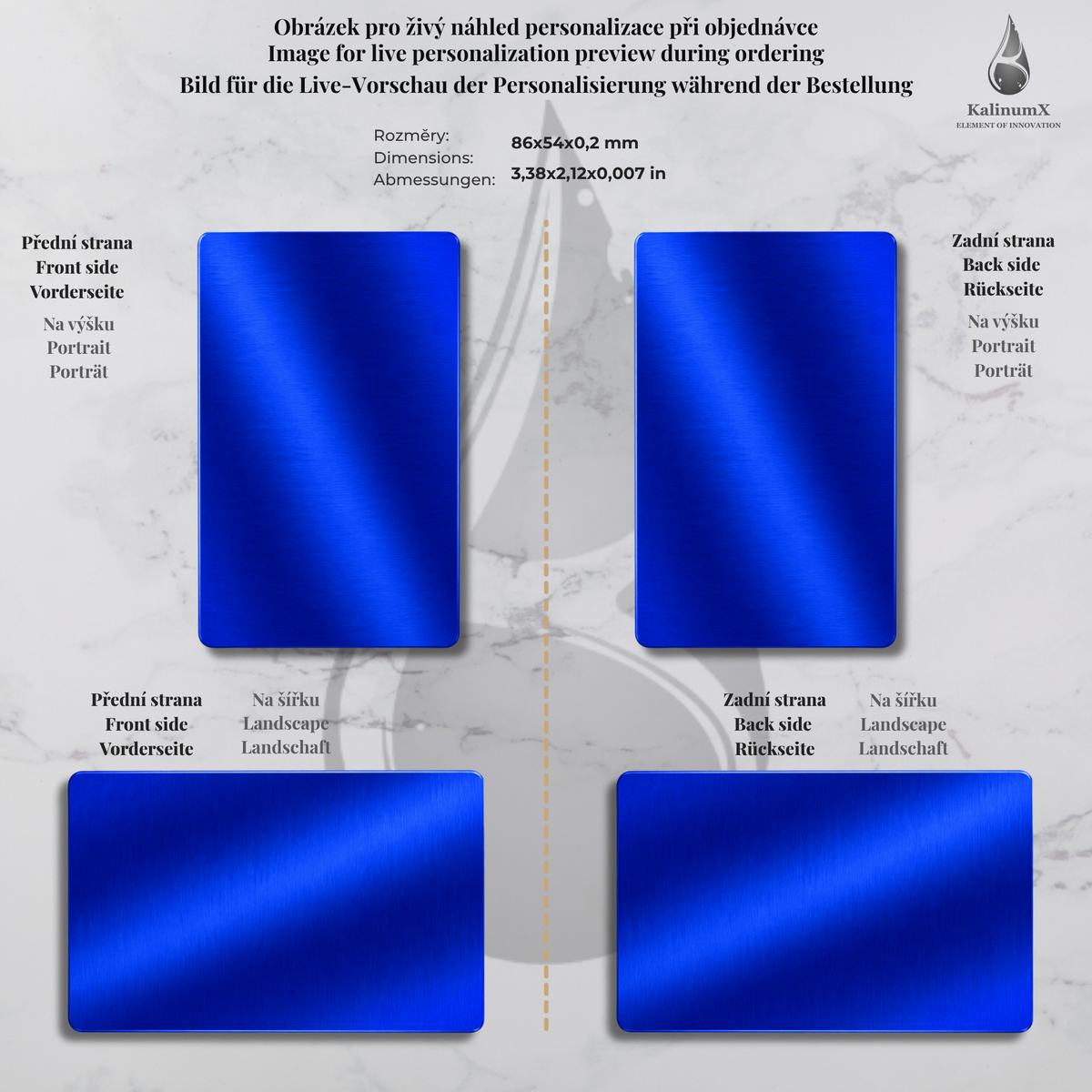 Aluminium business card – 86 × 54 mm – with engraving