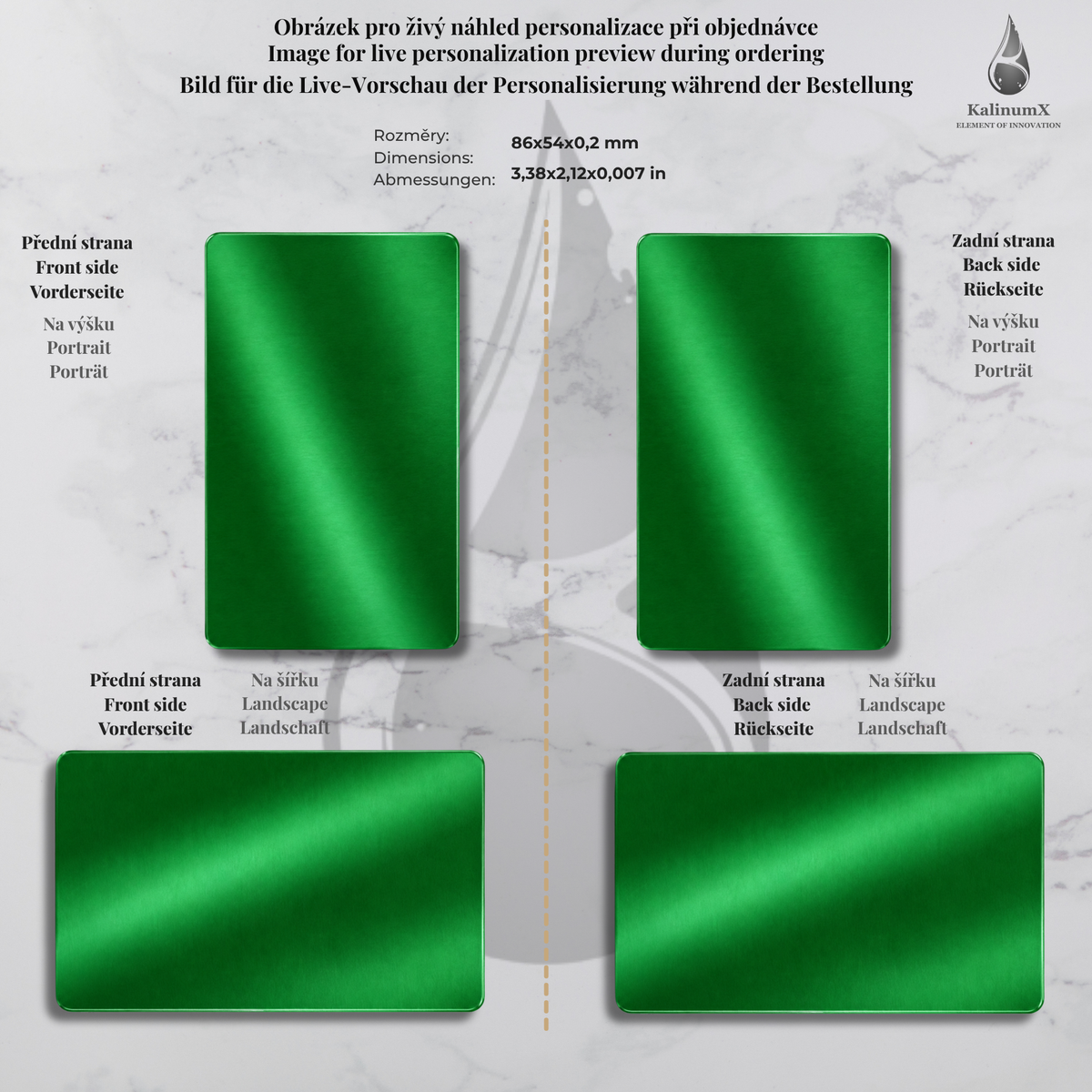 Aluminium business card – 86 × 54 mm – with engraving