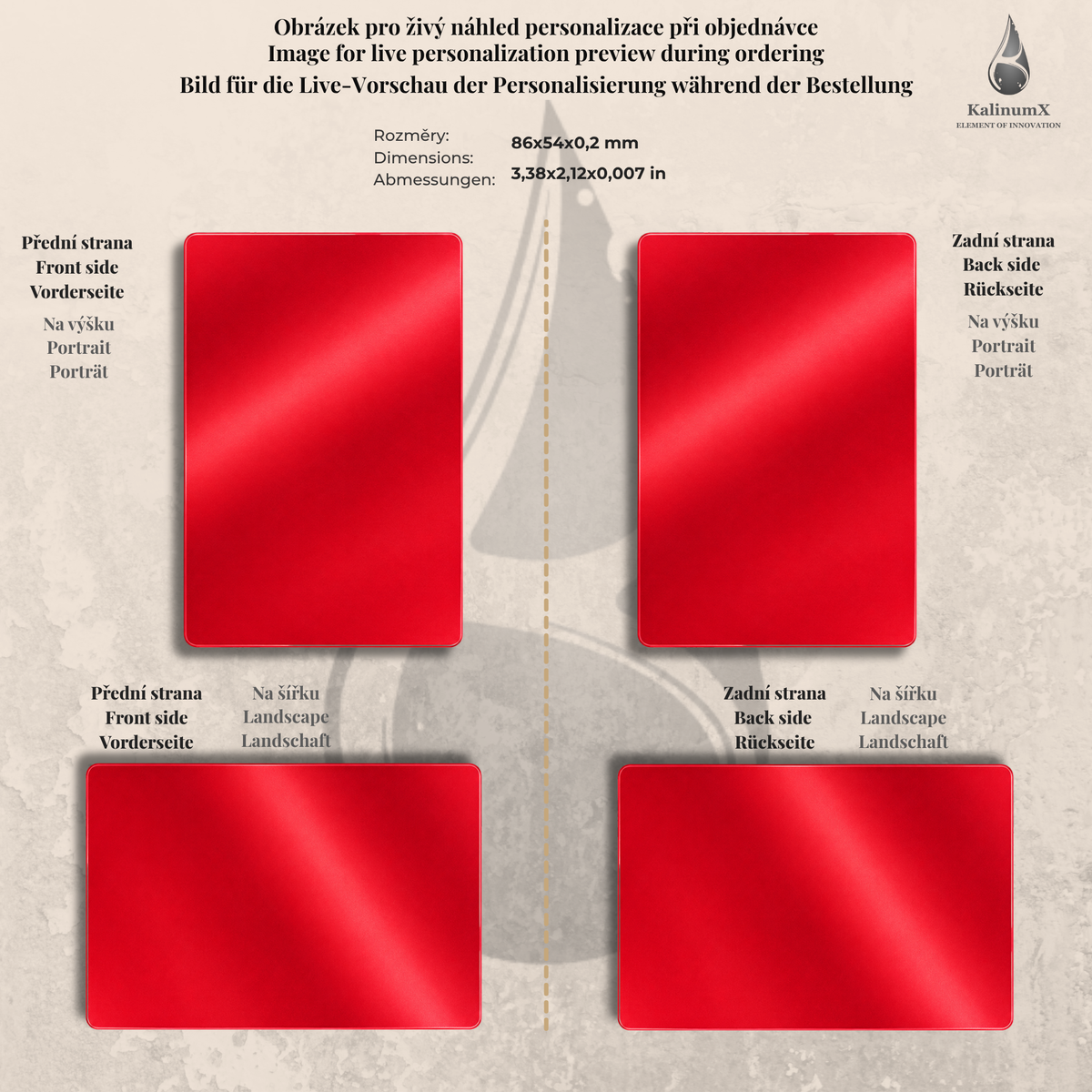 Aluminium business card – 86 × 54 mm – with engraving