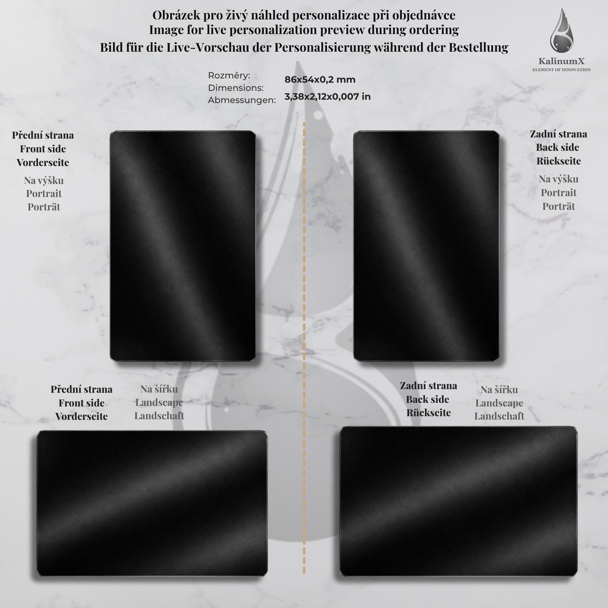 Aluminium business card – 86 × 54 mm – with engraving