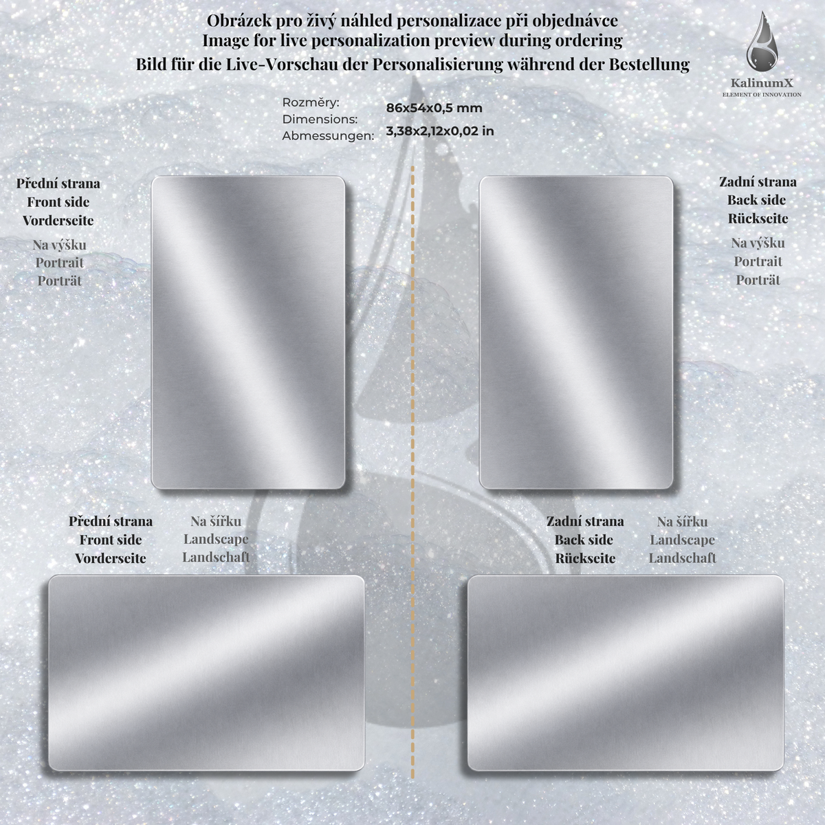 Stainless steel business card – 86 × 54 × 0.5 mm – with engraving