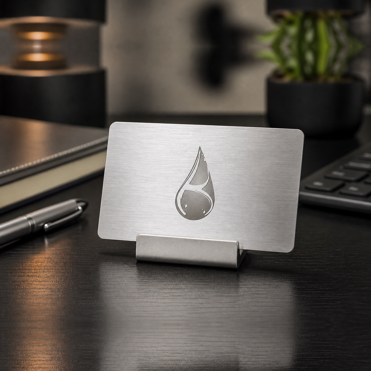Stainless steel business card – 86 × 54 × 0.5 mm – with engraving