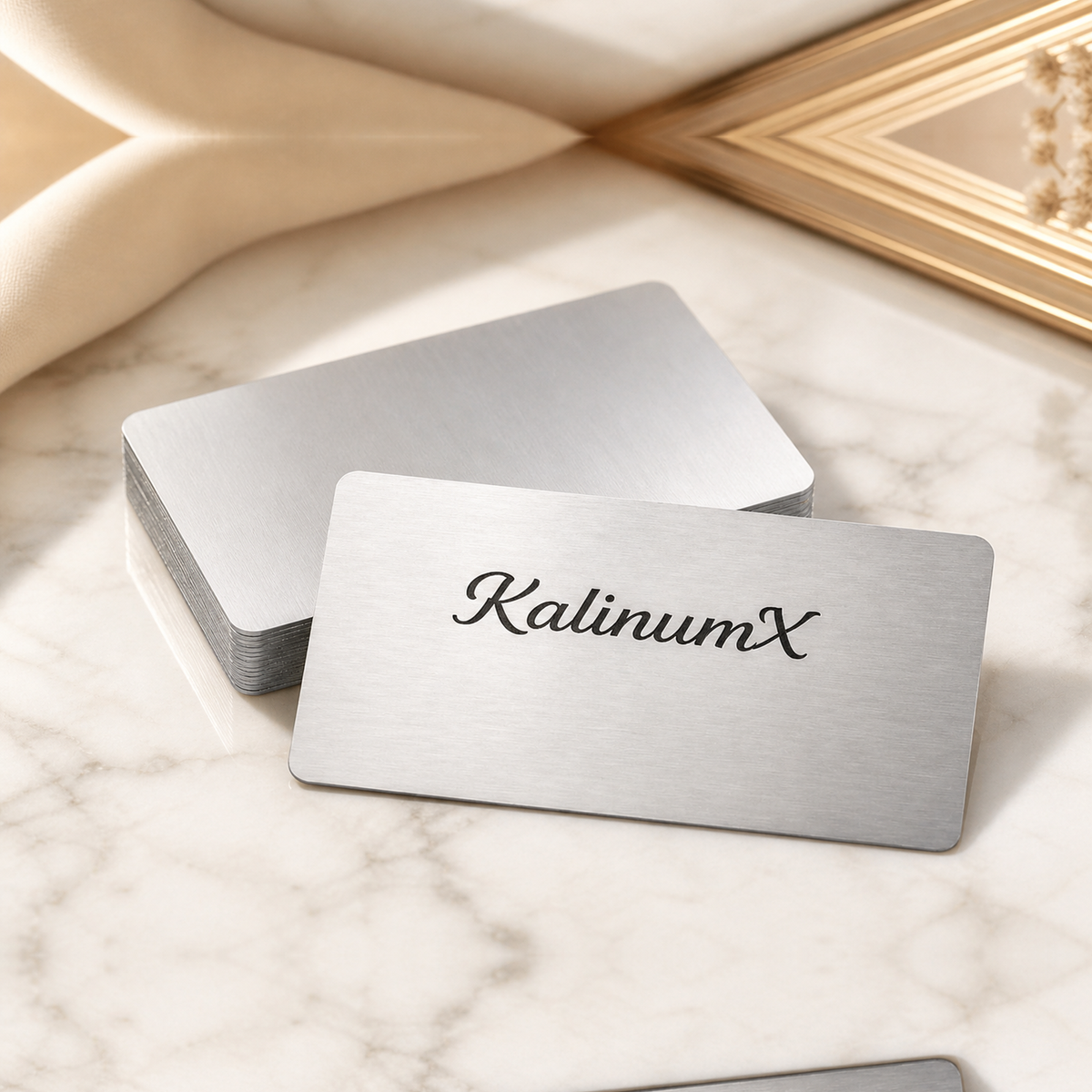 Stainless steel business card – 86 × 54 × 0.5 mm – with engraving