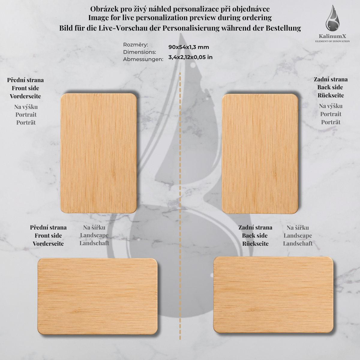 Bamboo business card – 90 × 54 × 1.2 mm – with engraving