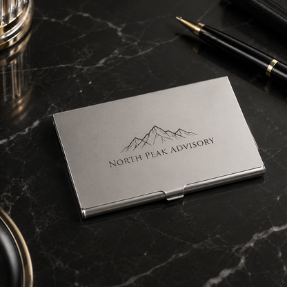 Visitenkartenetui aus Aluminium – 93 × 60 × 7,5 mm – mit Gravur