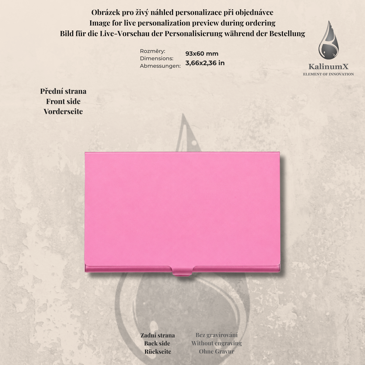 Visitenkartenetui aus Aluminium – 93 × 60 × 7,5 mm – mit Gravur