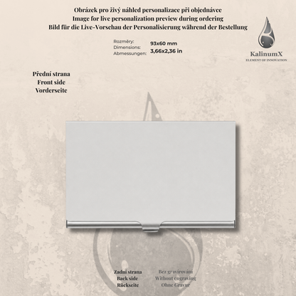 Visitenkartenetui aus Aluminium – 93 × 60 × 7,5 mm – mit Gravur
