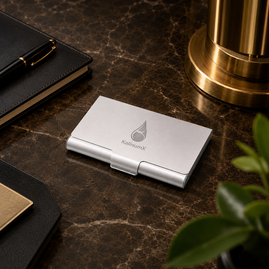 Aluminium business card holder – 95 × 60 × 10 mm – with engraving
