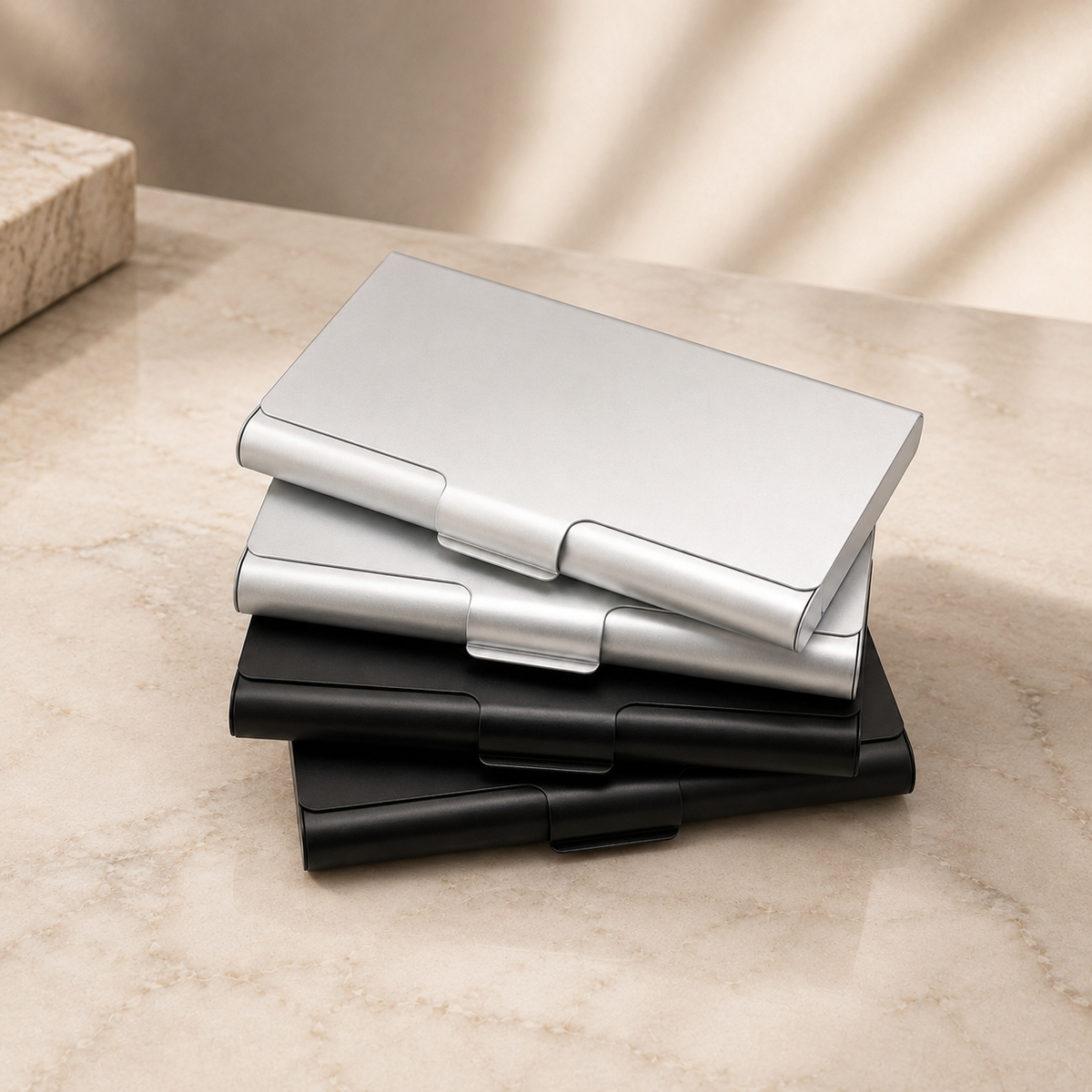 Visitenkartenetui aus Aluminium – 95 × 60 × 10 mm – mit Gravur