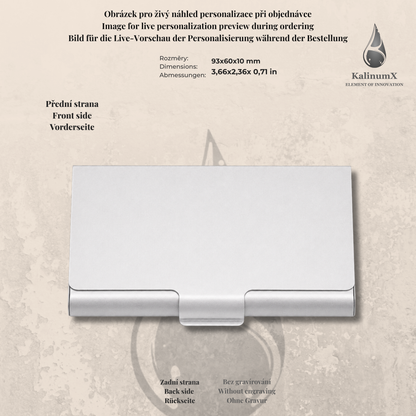 Visitenkartenetui aus Aluminium – 95 × 60 × 10 mm – mit Gravur