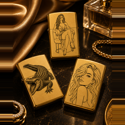 Metal petrol lighter – 57 × 38.6 × 13 mm – with engraving