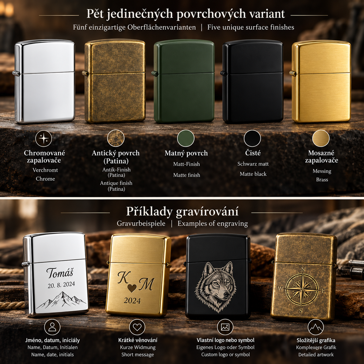Zapalovač Zippo Luxury – originální, s gravírováním na míru