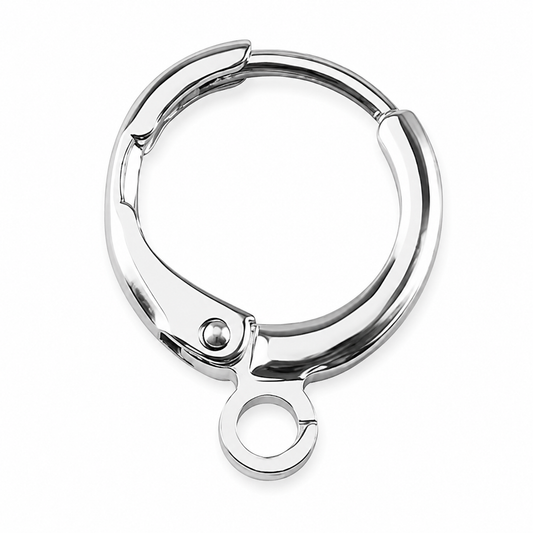 Silver-coloured stainless steel hoop earring findings – pair