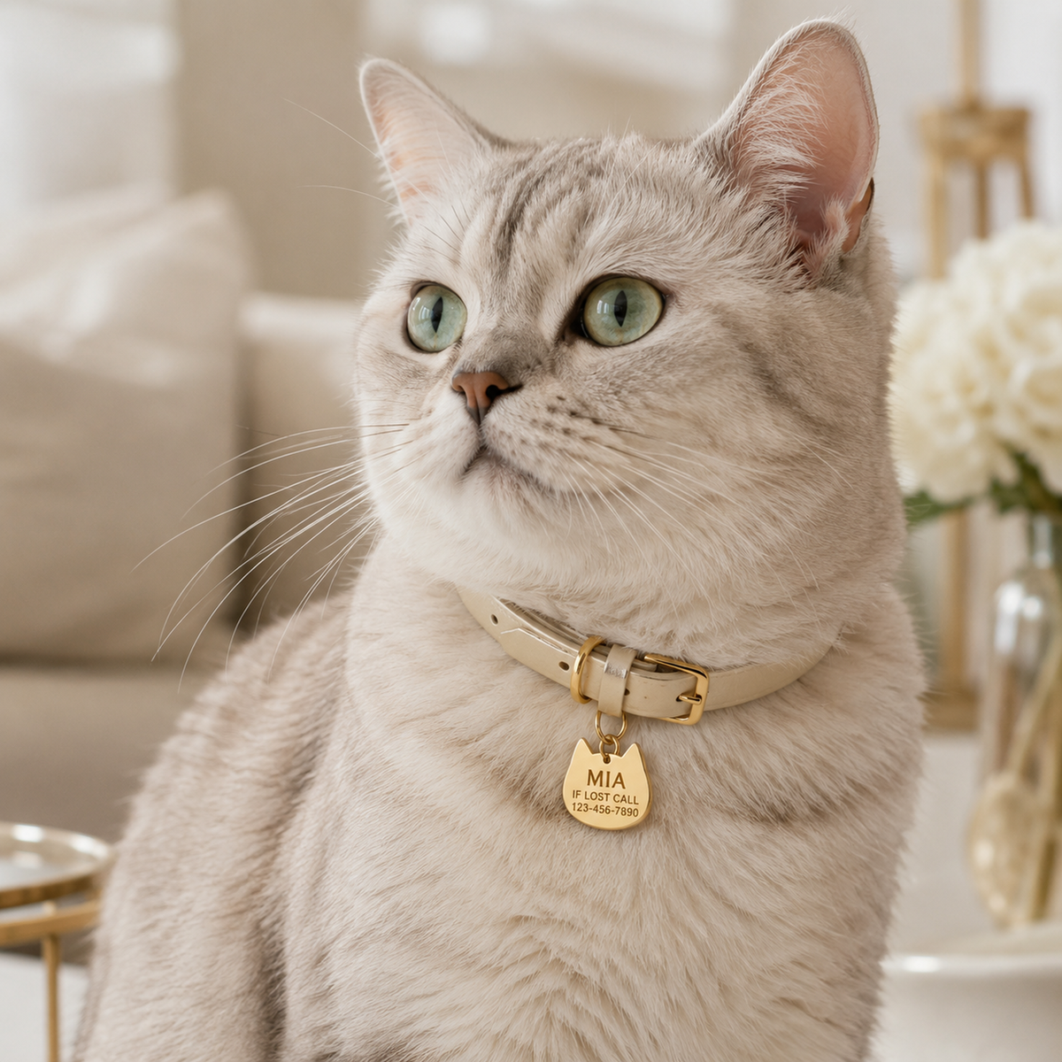 Dog Tag – 25 × 25 mm – stainless steel – cat-head tag with engraving
