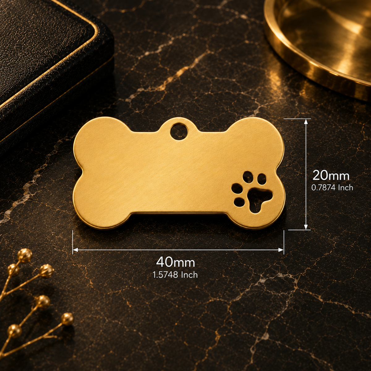Dog Tag – 40 × 20 mm – Edelstahl – Knochenform – Tiermarke mit Gravur