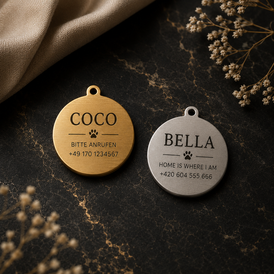 Dog Tag – Ø 20 mm – stainless steel – round pet tag with engraving