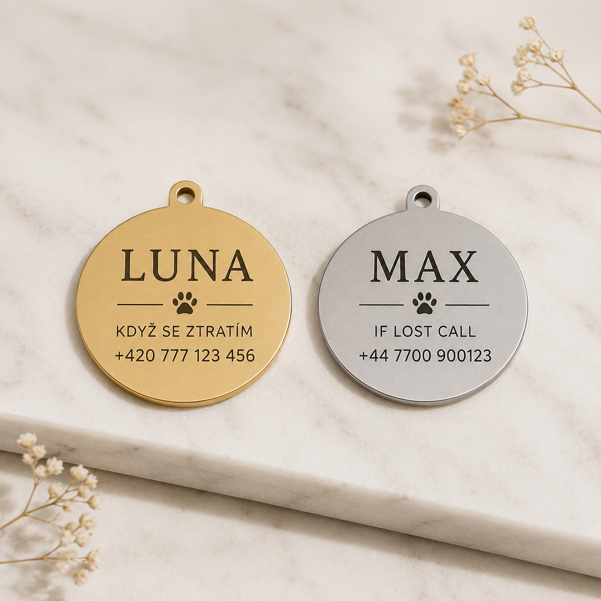 Dog Tag – Ø 20 mm – stainless steel – round pet tag with engraving