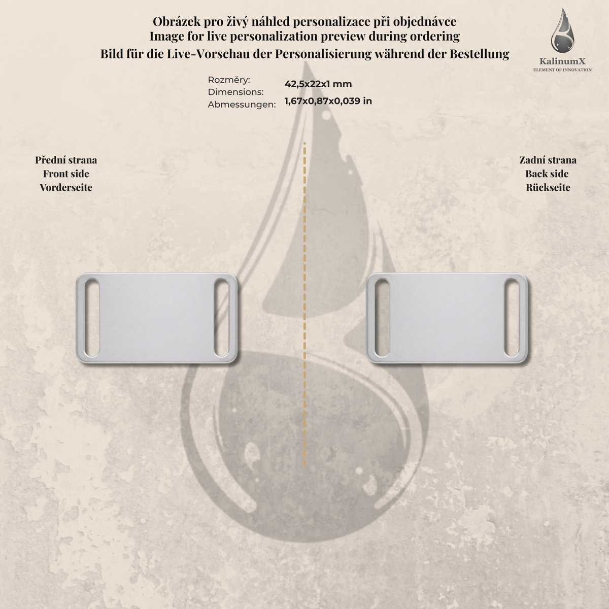 Dog Tag – 42,5 × 22 mm – hliník – navlékací na obojek – pro domácí mazlíčky s gravírováním