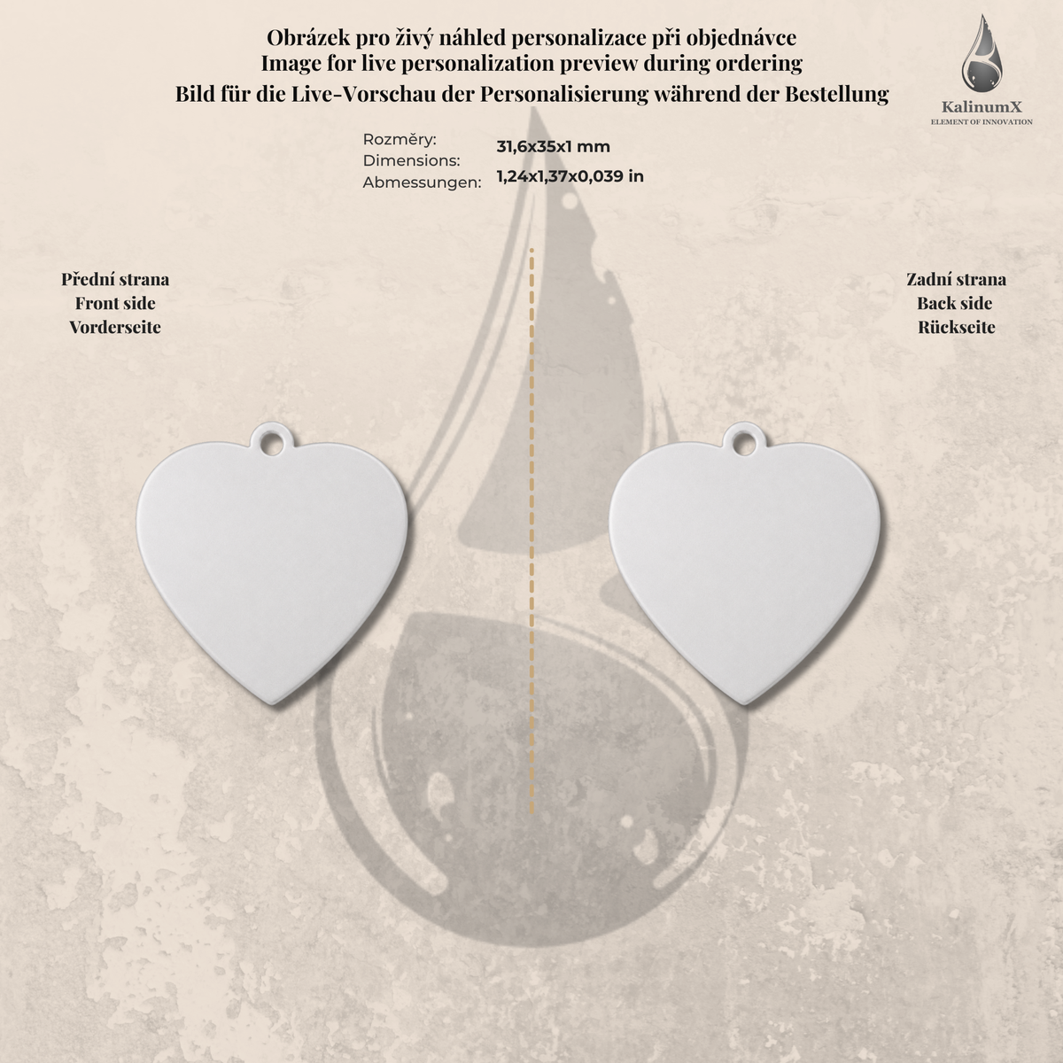 Dog Tag – 35 × 31 mm – aluminium – heart-shaped pet tag with engraving